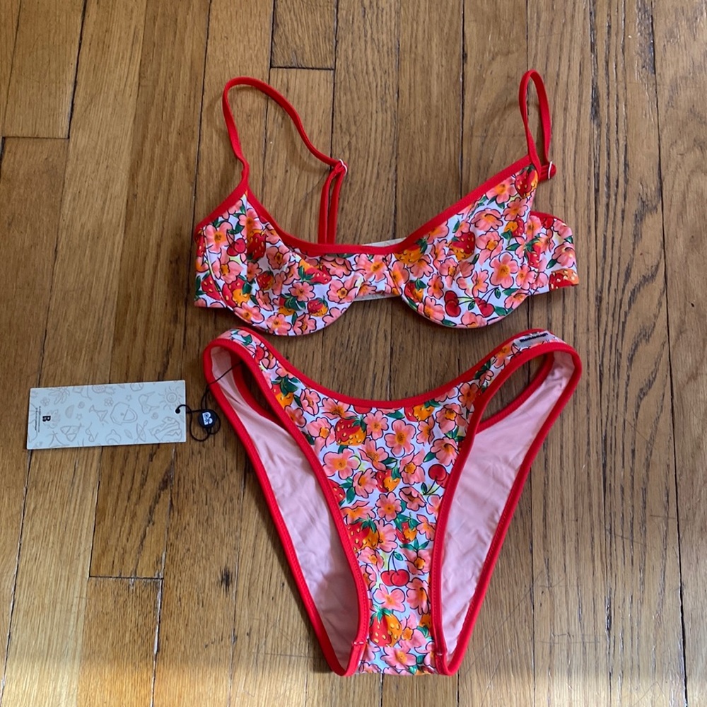 Brand new two piece blackbough swimsuit in pattern berry cherry